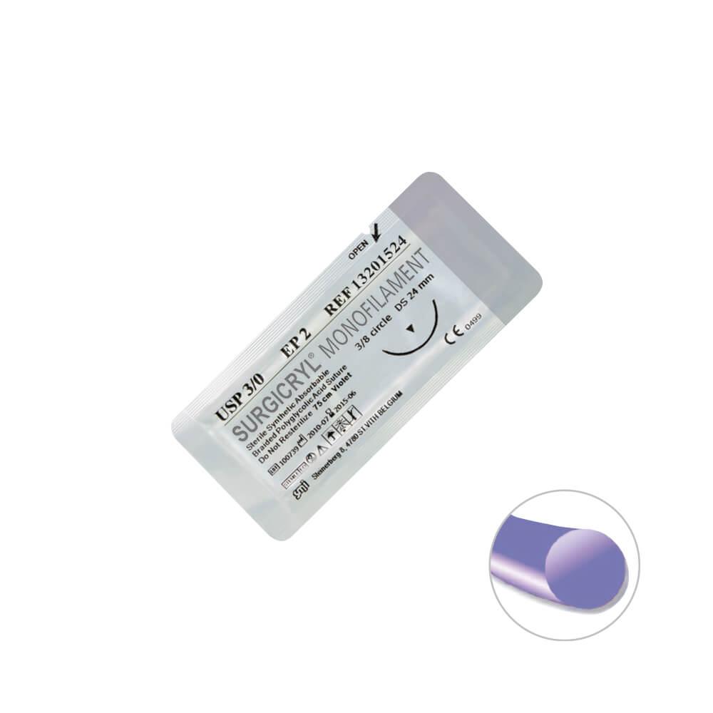 Surgicryl Monofilament, DS 24/24 mm, reverzný rez, 3/8 kruh, fialový (12ks)